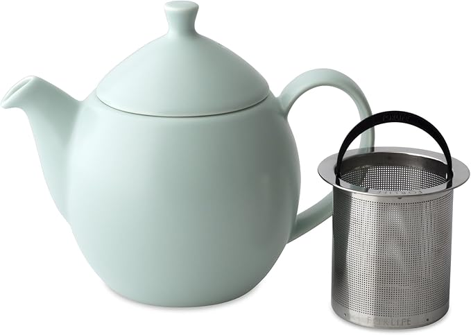 FORLIFE Dew Teapot with Basket Infuser, Minty Aqua, 14 oz/414ml