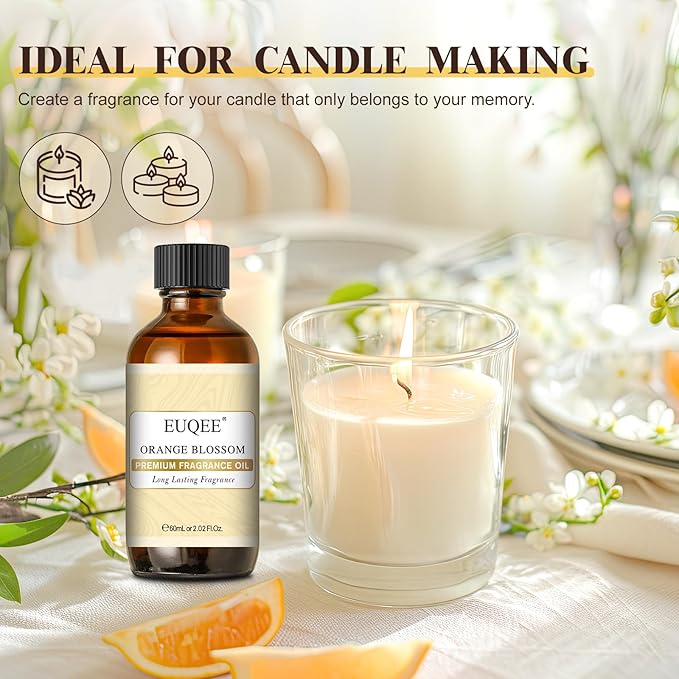EUQEE Orange Blossom Fragrance Oils, 2.02 Fl oz/60ml Essential Oils with Glass Dropper for Diffusers, Soap Candle Making, Aromatherapy - Bloomnest
