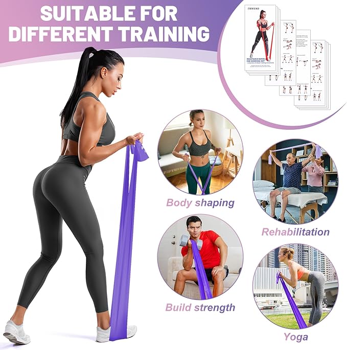 5 Pcs Resistance Bands, Professional Exercise Bands Elastic Stretch Bands for Fitness Yoga Pilates Stretching Strength Training, Workout Bands for Women and Men Home Gym - Bloomnest