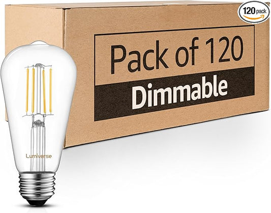 Lumiverse 120 Pack E26 Vintage LED Edison Bulbs CRI 90+, 5.5W 60W Equivalent Dimmable, Antique Style ST19/ST58 LED Light Filament Bulbs 2700K Soft White - Bloomnest