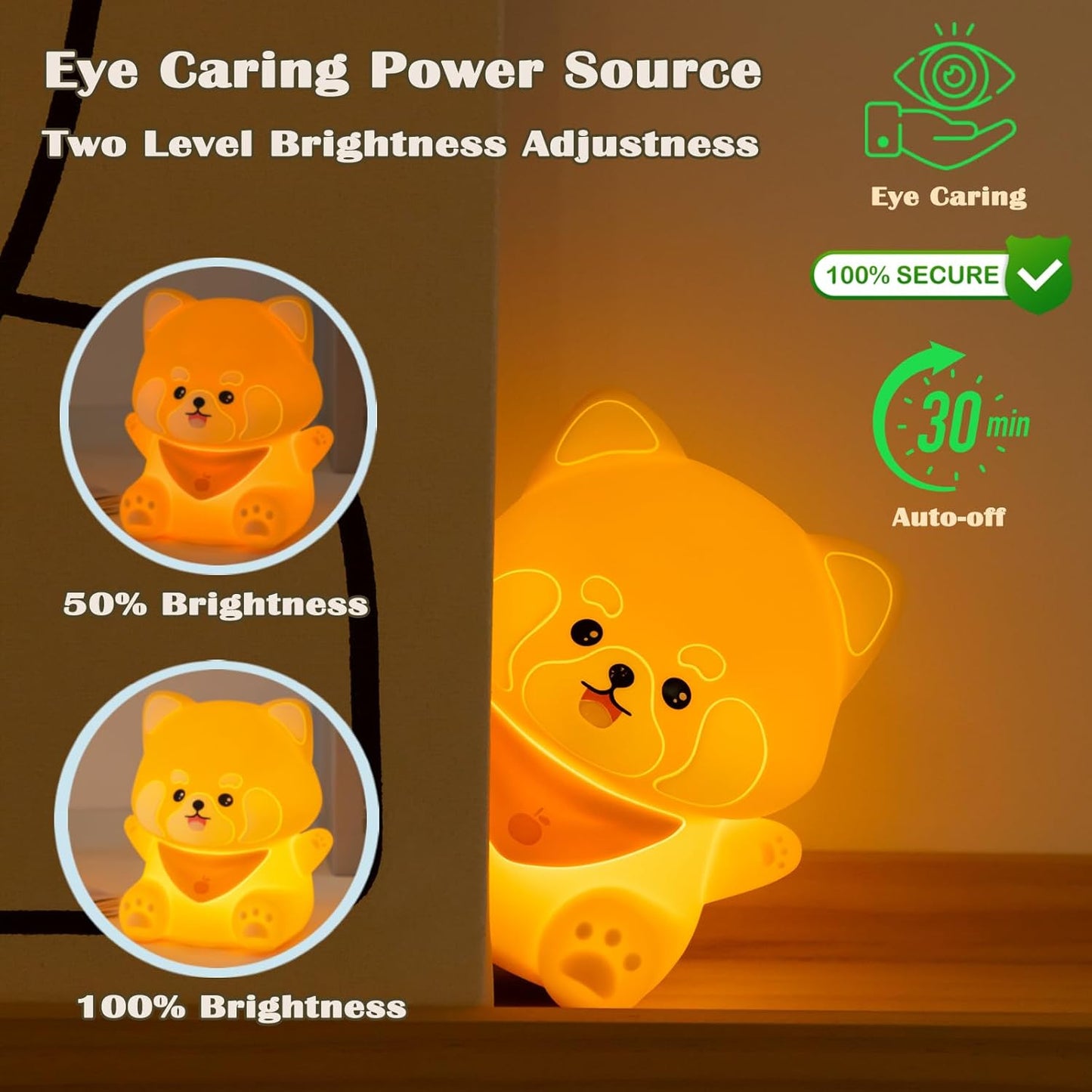 Red Panda Night Light with Squishy Soft Silicone, RGB Flashing Color, Dimmable Rechargeable Portable Touch Red Panda Gifts Decor for Girls Boys