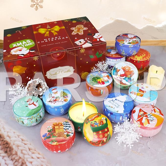 12 Pack Christmas Scented Candles, 2.5OZ Jar Candles, 12 Christmas Fragrances Scented Candle Set for Women, 12 Hour Burning Time, Candle Gift for Mom, Grandma, Teacher, Coworks - Bloomnest