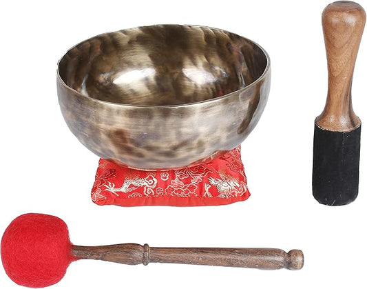 ESK 7 inch Tibetan Singing Bowl set ,Meditation, zen decor, Spiritual and Body Healing and Energy Cleansing ,Handmade, Comes w/ silk cushions, sticks and Flag - Bloomnest