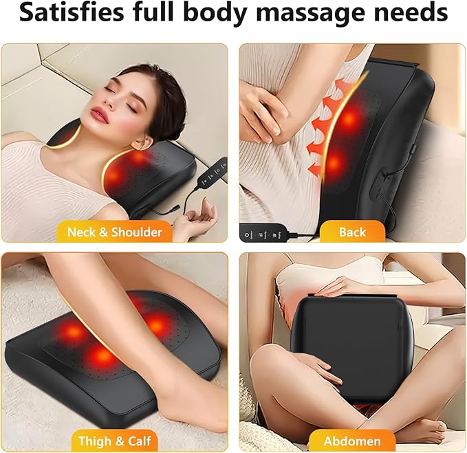 Back Massager with Heat,Shiatsu Neck Back Massager Pillow,Deep Tissue Kneading Back Massage,Massage Pillow for Shoulders,Legs,Foot,Body Muscle Relief,Neck Massager for Women/Men/Dad/Mom - Bloomnest