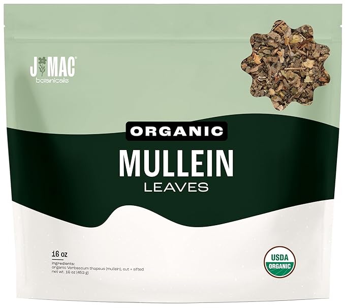 J Mac Botanicals Organic Mullein Leaves (16 oz) Certified USDA Organic. Loose Leaf Mullein Herbal Tea - Bloomnest