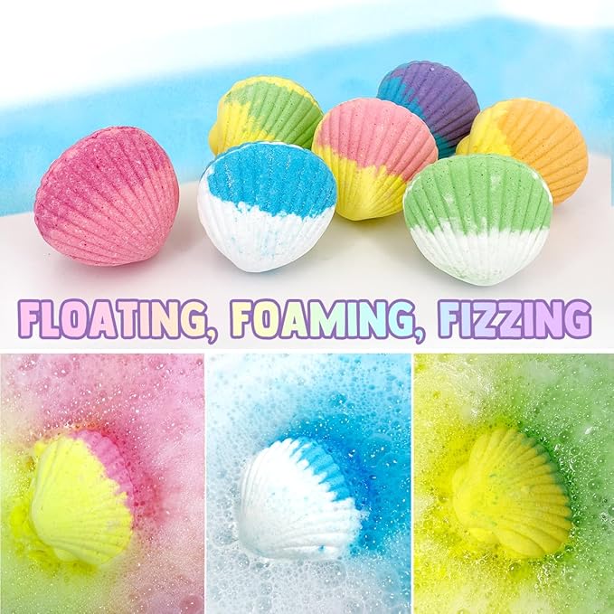 Magic Shell Bath Bomb Gift Set for Kids, 9 Pack Bath Bombs with Little Mermaid for Girls, Organic Bath Bombs with Surprise Inside. - Bloomnest