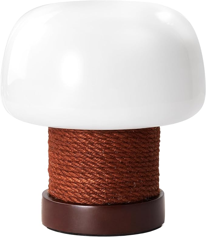 Small Table Lamp for Bedroom-Wooden Base Mushroom Table Lamps,Milky White Glass Shade,Three Adjustable Color Temperatures Modern Cute Unique Side Table and Desk Lighting(H 7.4 in) - Bloomnest