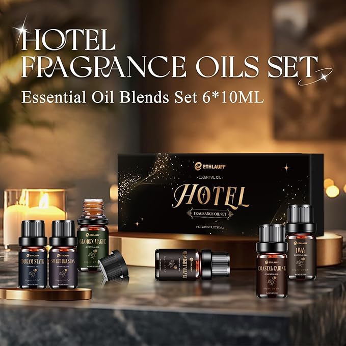 Hotel Diffuser Oils, Hotel Collection Diffuser Oil, Luxury Essential Oil for Diffuser, Soap & Candle Making Scents - 1 Way, Dream State, Coastal Cabine, Gloden Magic - Bloomnest