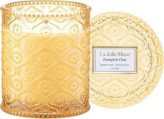 LA Jolie Muse Fall Candles, Pumpkin Chai Scented Candle, Natural Soy Candle, Autumn Candle Gift, Luxury Candles Gifts for Women & Men, House Warming Gift - Bloomnest