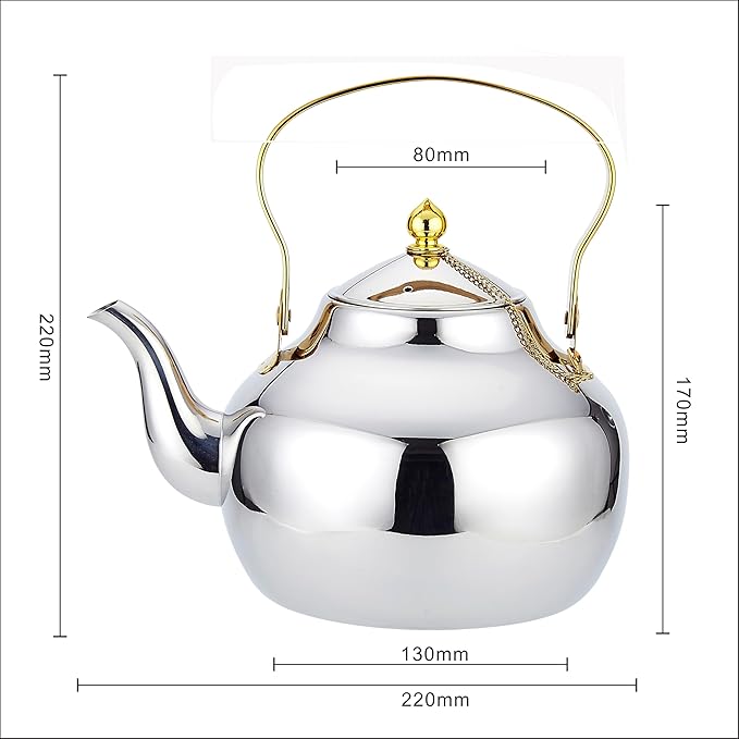SANQIAHOME 2.1 Quart Stainless Steel Teapot With Infuser,Tea Kettle For Stove Top Minimalist Style