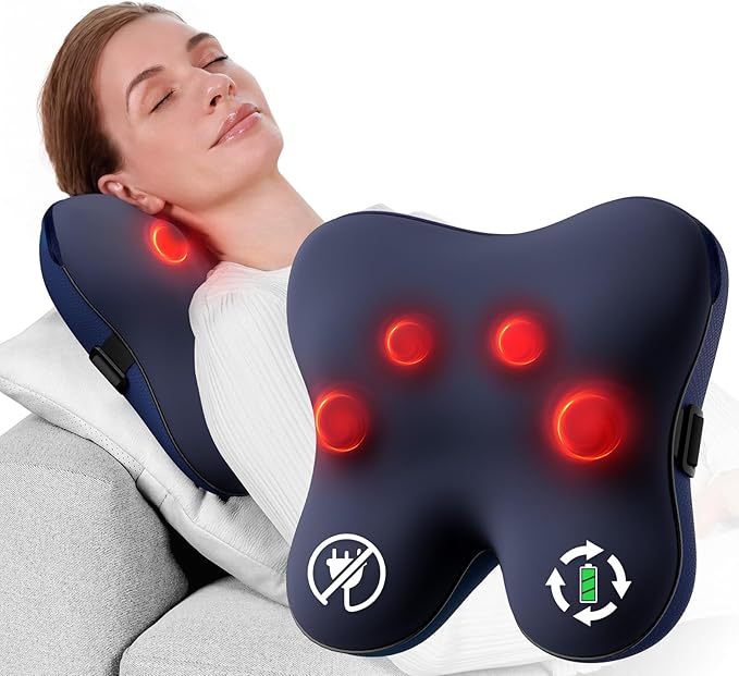 BOB AND BRAD Cordless Back Massager with Heat FSA Eligible HSA Eligible, Shiatsu Neck Massager for Pain Relief Deep Tissue, 3D Kneading Massage Pillow for Pain Relief, Birthday Gifts for Women Men - Bloomnest