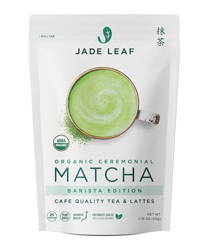 Jade Leaf Matcha Organic Premium Ceremonial Grade Matcha Green Tea Powder - Japanese - Culinary, Ingredient, Ceremonial Barista Teahouse, Latte, Collagen, 1.76 Ounce (Pack of 1), Ceremonial Barista - Bloomnest