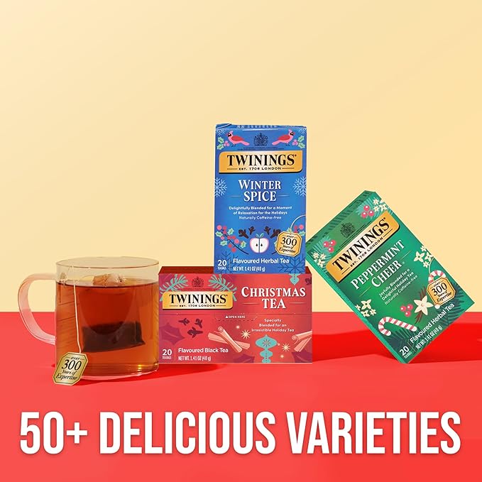 Twinings Winter Spice Herbal Tea Individually Wrapped, 20 Count (Pack of 6), Camomile, Apple, Cinnamon, & Clove, Caffeine-Free, Enjoy Hot or Iced, 120 Teabags - Bloomnest