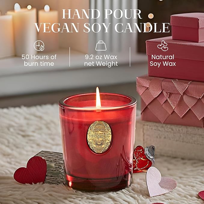 M&SENSE Natural Strong Soy Candle | Red Camellia & Vivid Red | 9.2 oz, 50H Burn Time | Luxury Scented Candle for Relaxation, Gifting, Home Décor | Ideal for Bedroom, Office, Party Ambiance - Bloomnest