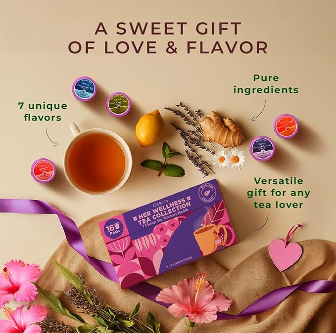 Gya Tea Co Her Wellness Tea Pod Collection Gift Set (16 Count) - Different Flavors Assorted Variety Pack - Bloomnest