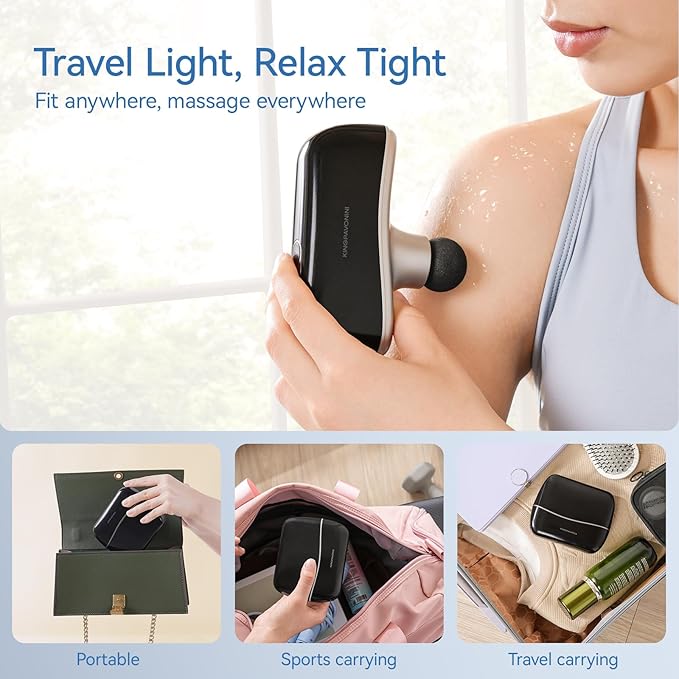 KingPavonini Mini Massage Gun with All-in-One Storage Case, FSA HSA Eligible, Pocket-Sized Small Massage Gun Deep Tissue, 0.5 lbs Portable Percussion Massager for Travel, Gym, Gift for Women Men - Bloomnest
