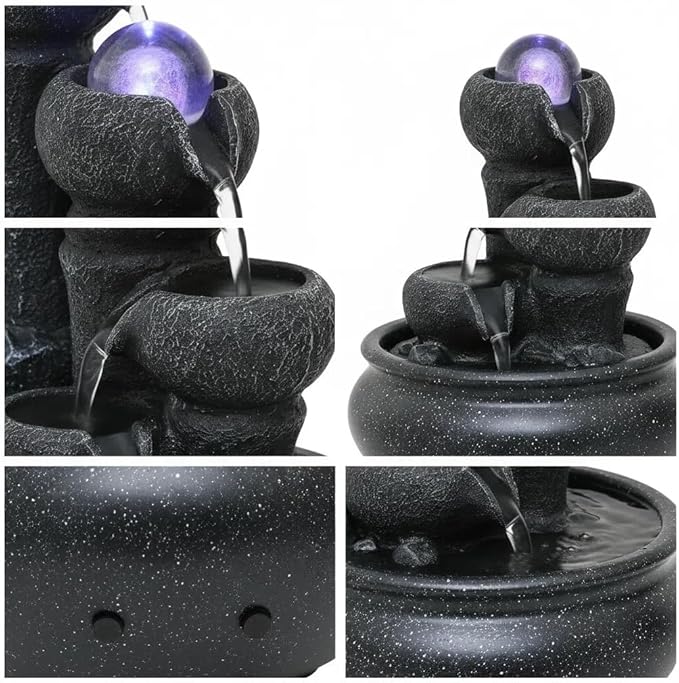 Tabletop Fountain Indoor Waterfall Meditation Fountain,Desktop Water Feature with LED Light for Home Office Bedroom Relaxation (26003) - Bloomnest