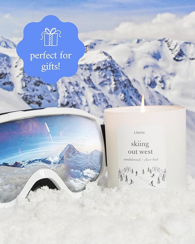 Literie NYC Inspired Scented Candle: Skiing Out West - Sandalwood & Clove Bud Scent, 9oz, 50 Hour Burn, Vegan Soy & Coconut Blend Candle for Home Decor, Gift for Women & Men - Bloomnest