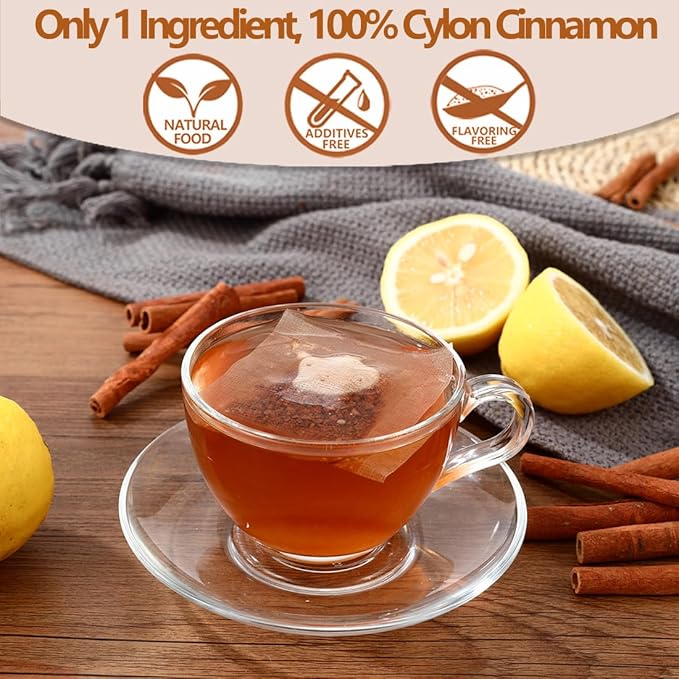 Premium 50 Pure Ceylon Cinnamon Tea Bags, Made with 100% Ceylon Cinnamon Sticks, No Additives & Caffeine Free. - Bloomnest