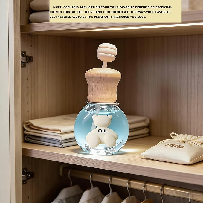 2 Pack Car Air Freshener Diffuser Bottle Refillable Empty Glass Perfume Bottle with Vent Clip, Drift Car Air Freshener Clip Essential Oil Diffuser for Car Oil Diffusers Interior Decor-A3 - Bloomnest