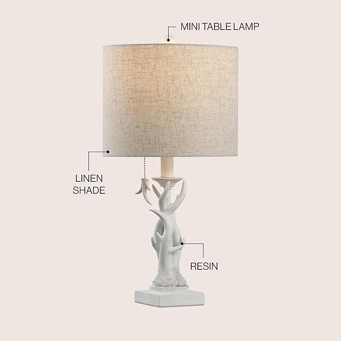 JONATHAN Y JYL1031C Gaston 20.5" Resin Mini LED Table Lamp for Living Room, Family Room, Dining Room, Bedroom, Hallway, Office, Antique White - Bloomnest