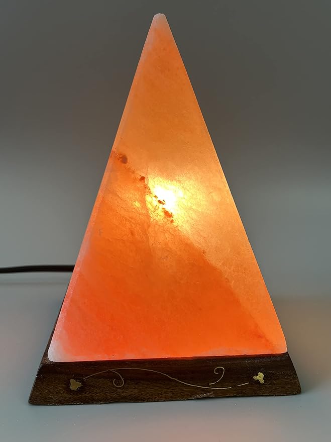Apex Global Himalayan Pink Salt Lamp Pyramid Individually Hand Crafted, (8 inches, 7 lbs.) Amber Glow, Certified Wire with Dimmer Switch and Extra Bulb Unique Gift Idea - Bloomnest