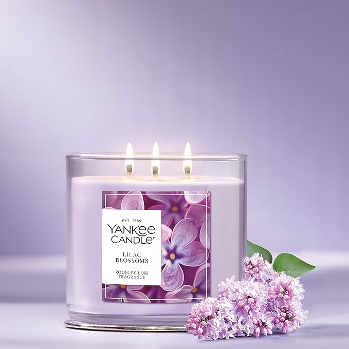Yankee Candle Lilac Blossoms, Scented Candle, 14.5oz 3-Wick Candle Jar with up to 40 Hours Burn Time, Giftable - Bloomnest