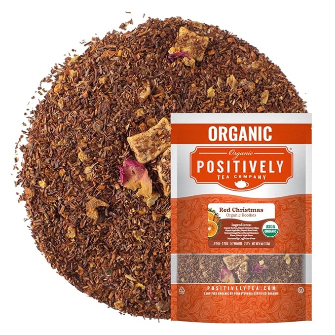 Organic Positively Tea Company, Red Christmas Rooibos Tea, Loose Leaf, 4 Ounce - Bloomnest