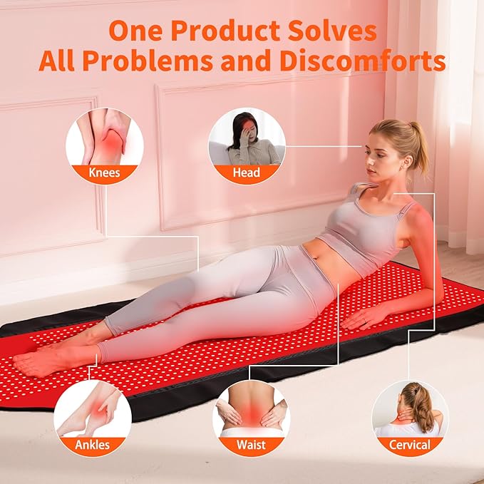 Red Light Therapy Mat for Full Body, Largest 1444 LEDs Near Infrared Light Therapy Pad, 660nm& 850nm 2in1 LEDs Light Blanket, High end Leather, 5 Power Levels UP to 288W, 73"x35" PZJDSR