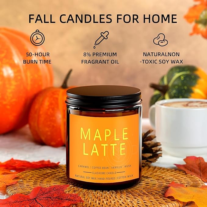 Fall Candles Set | 4 Pack Candles for Home Scented Natural Soy Wax, Autumn Gifts Set for Women Men, Fall Fragrance of Hellofall, Spice Pumpkin, Apple Cider, Hot Cocoa - Bloomnest