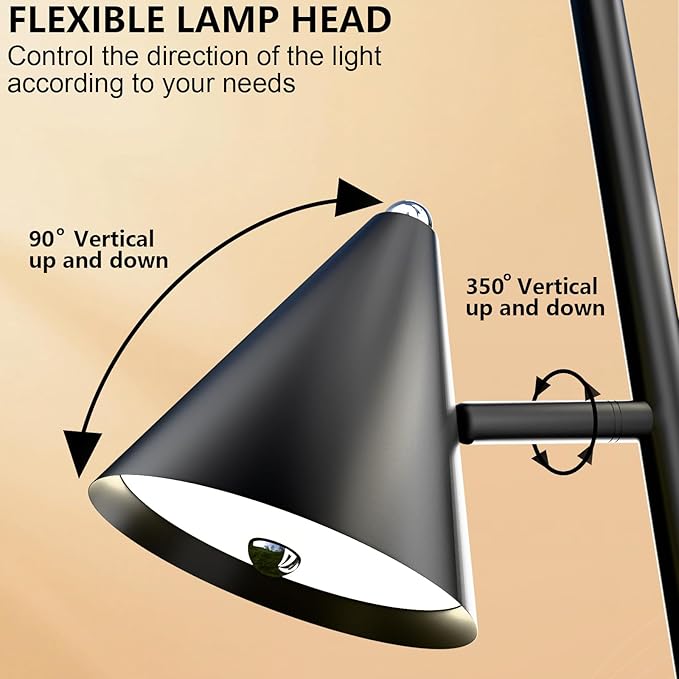 Tree Floor Lamp with Remote, Dimmable 3 Rotatable LED Lights, 5 Color Temperatures, 63" Modern Standing Lamp for Living Room, Bedroom, Office Reading Light - Bloomnest