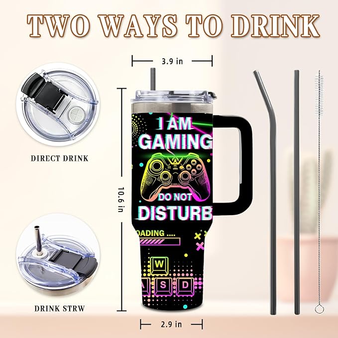 DUUV Gamer Gifts for Gamers Men Teen Boys, Gaming Gifts for Him Kids Teen Son Adults, Gaming 40 Oz Tumbler, Birthday Game Room Decor, Cool Insulated Cup for Christmas Thanksgiving - Bloomnest