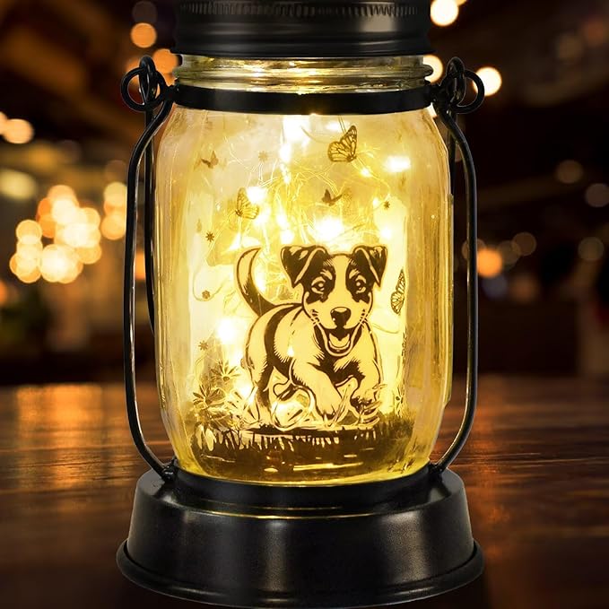 Jack Russell Terrier Gifts for Women/Men Jack Russell Terrier Solar Lanterns Mom Birthday Dog Lovers Lantern Pet loss Pet Memorial Lights Solar Garden Decoration for Yard, Patio,Backyard,Porch Torches - Bloomnest