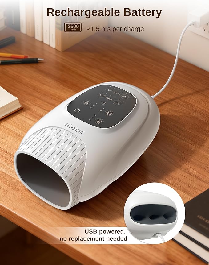 arboleaf Hand Massager with Heat and Compression, Gifts for Women Men Mom Dad, 6 Modes and 3 Heating Options, Cordless & Powerful Hand Massager for Finger, Wrist, Palmand Lower Forearm - Bloomnest