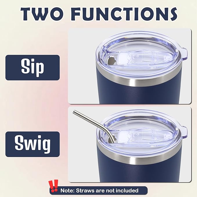 20oz Tumbler Bulk Stainless Steel Tumbler Cup with Lid Vacuum Insulated Double Wall Travel Mug, Durable Powder Coated Travel Coffee Tumbler Mug for Hot & Cold Drinks, Navy,8 Pack