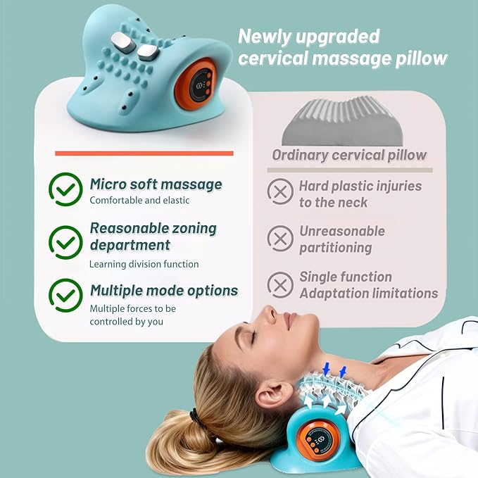 Neck Massager, Masajeador de Cuello, 3 Modes Electric Neck and Shoulder Relaxer Pillow, with Heat 26° Angle Cervical Traction Device for Pain Relief Deep Tissue - Bloomnest