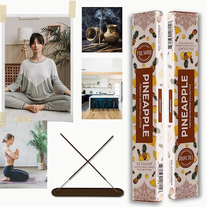 Pineapple Incense Sticks - Incienso de Piña - Total 120 Insence-Sticks - 6 Packs of 20 Insense - Inciensos - Inscents - Natural Non Toxic Ingredients - Incents - Incence - Inscense - Insents TRUMIRI