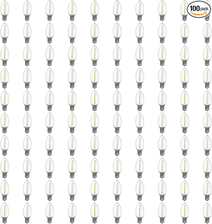 Meconard C9 Led Replacement Christmas Light Bulbs, 100 Pack C9 Shatterproof Plastic Led Bulbs for Christmas Outdoor String Lights, E17 Intermediate Base, Commercial Grade Holiday Bulbs, Warm White. - Bloomnest