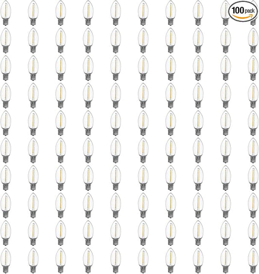 Meconard C9 Led Replacement Christmas Light Bulbs, 100 Pack C9 Shatterproof Plastic Led Bulbs for Christmas Outdoor String Lights, E17 Intermediate Base, Commercial Grade Holiday Bulbs, Warm White. - Bloomnest