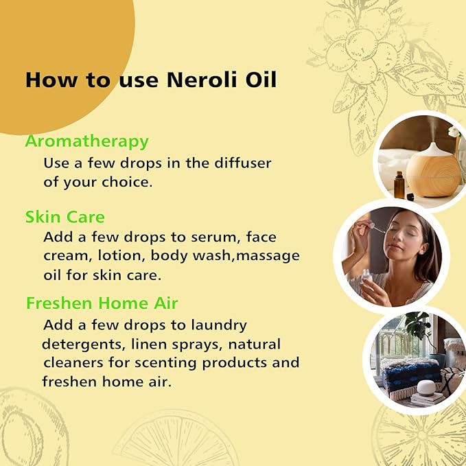 Neroli Essential Oil 1 Oz- 100% Pure & Undiluted Orange Blossom Oil for Diffuser, Skin Care, Massage & DIY - Bloomnest