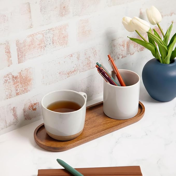 Solid Wood Serving Platters and Trays of Natural Wood with Edge,Rectangular Avoid Sliding and Spilling Food (Acacia Oval Platters 6 Pack) - Bloomnest