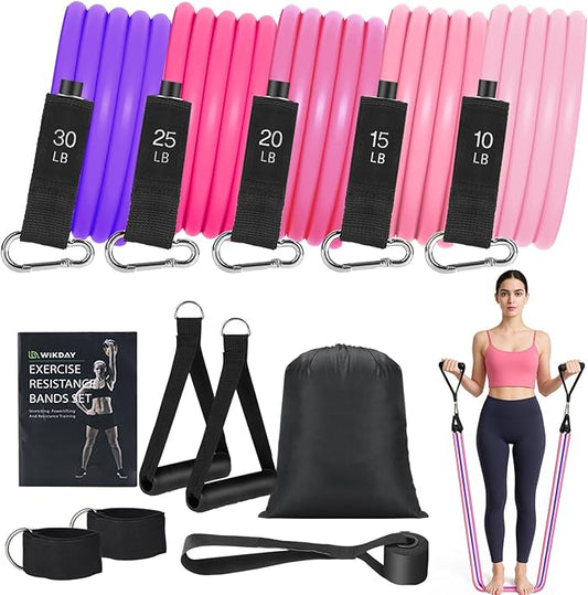 Exercise Resistance Bands with Handles for Working Out, 150/200/250/300 lbs Workout Bands Set with Door Anchor for Physical Therapy, Yoga, Pilates - Bloomnest