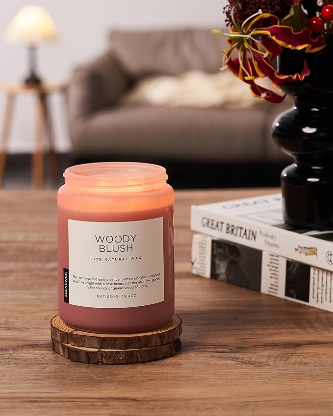 M&SENSE Rose Oud Wood Soy Candles 2 Wick, Large Scented Candles 19.4oz 110 Hour Long Lasting Burn Non Toxic Natural Luxury Aromatherapy Gifts for Women & Relaxing Spa Yoga - Bloomnest