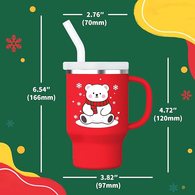 Bella's Friends Christmas Mini Tumbler- 9 0z Toddler Sippy Cup, Flexible Straw, Stainless Interior & Silicone Body, Christmas Gift for 1-3 Years Old Girls & Boys, Gingerbread Man & Polar Bear (2 Pack) - Bloomnest