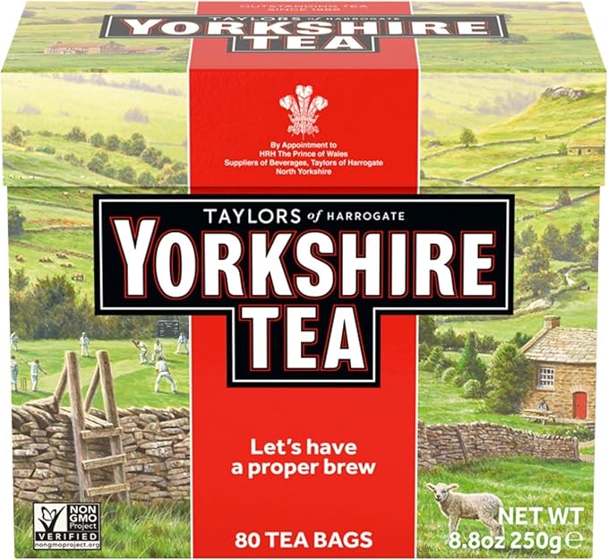 Yorkshire Tea, Red, Black Tea, Pillow Tea Bags, 80 Count (Pack of 1), Refreshing, Satisfying, and Strong, Classic British Breakfast Blend, Caffeinated, Enjoy Hot or Iced, 80 Teabags - Bloomnest