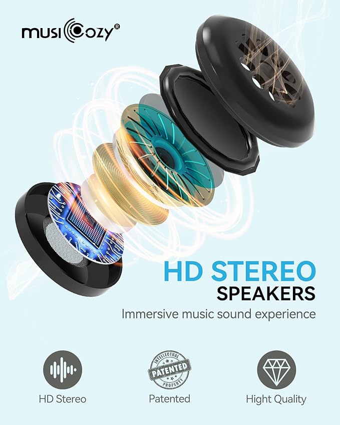 MUSICOZY Sleep Headphones Bluetooth Sleep Eye Mask for Sleeping, Headband Wireless Headphones Sleeping Masks, Sleep Earbuds for Side Sleepers Men Women with Speakers Cool Tech Gadgets(Blue) - Bloomnest