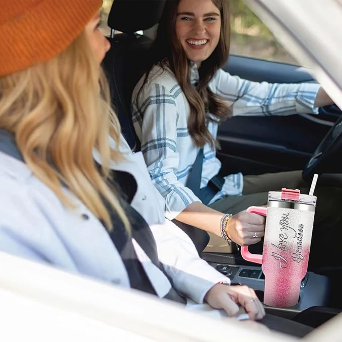 Personalized Tumblers with Names, Custom 40oz Insulated Stainless Steel Travel Mug Coffee Cups with Handle and Straw Lid, Personalized Gifts for Birthday Anniversary Women Men Him Her - Bloomnest