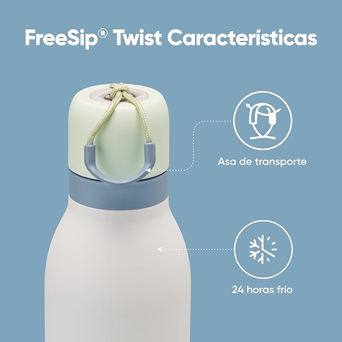 Owala FreeSip Twist Insulated Stainless Steel Water Bottle with Straw for Sports and Travel, BPA-Free, 24-oz, Green/White (Iced Breeze) Owala