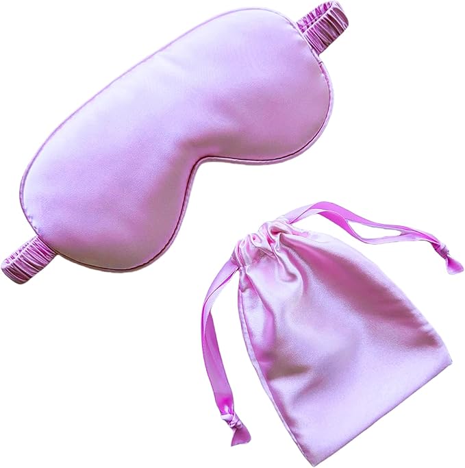 Silk Eye Mask for Sleeping - Satin Eye Cover with Silk Storage Bag Purple - Bloomnest