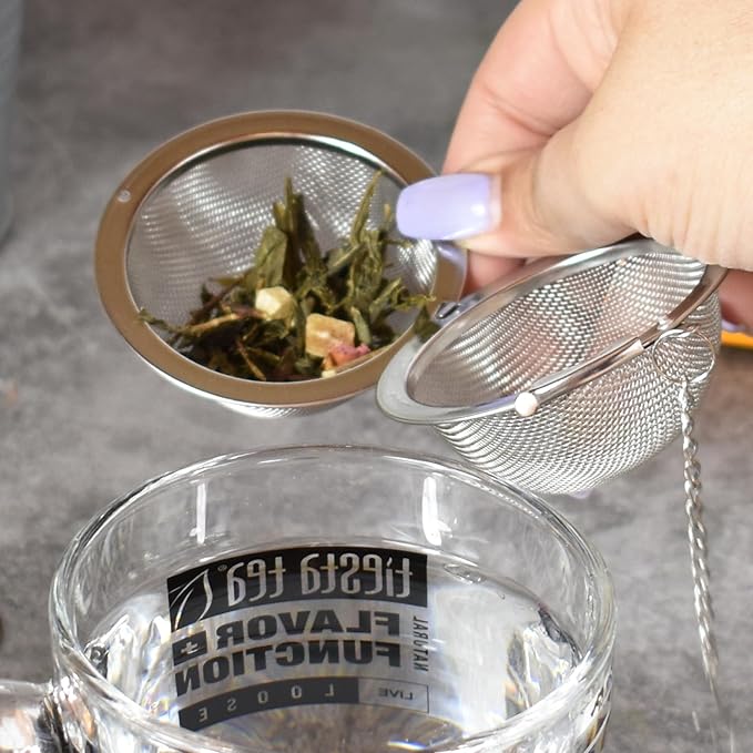Tiesta Tea Small Stainless Steel Infuser Ball for Loose Leaf, Reusable Strainer with Extra Fine Mesh & Chain, Single Cup Steeper, Ideal for Hot & Iced Brewing, Holds 1 TBSP of Tea - Bloomnest